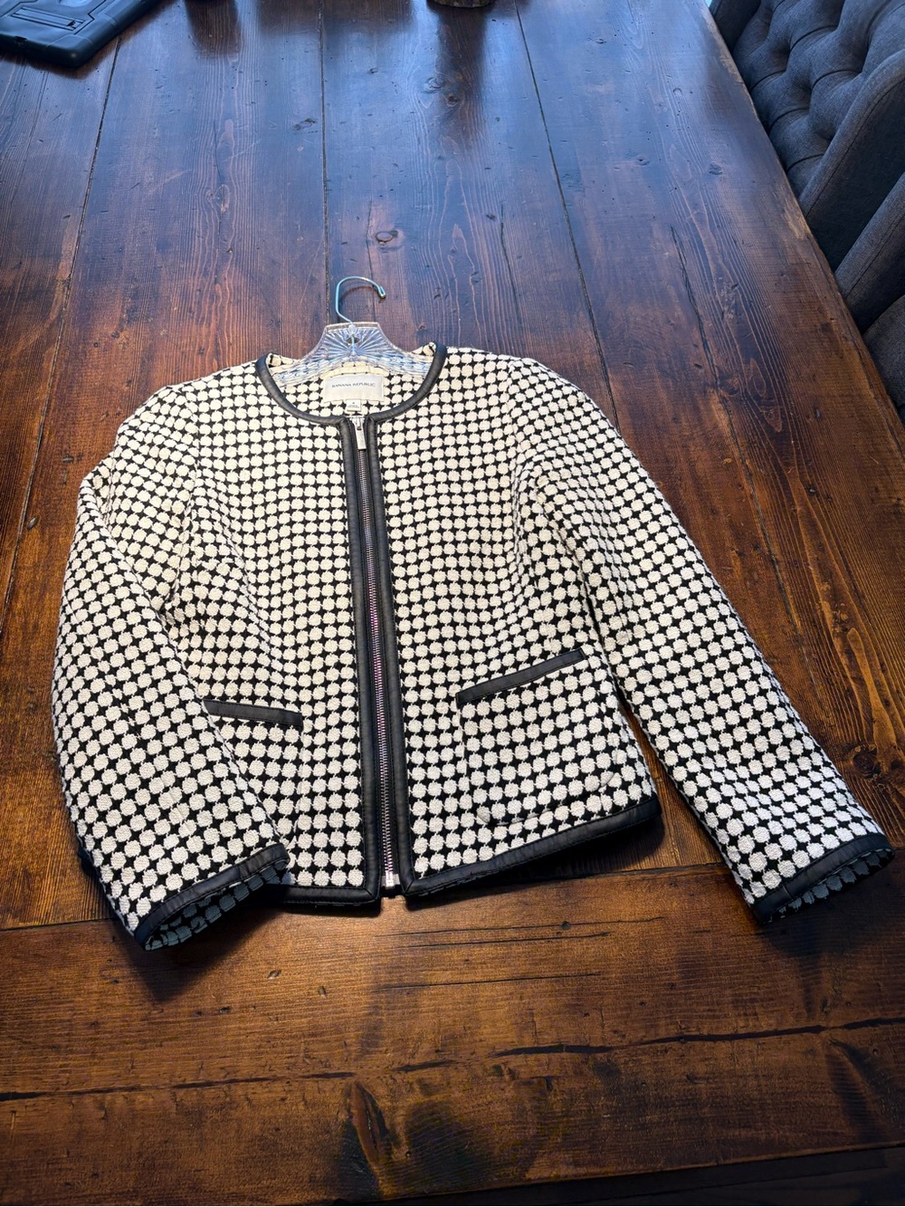 Banana Republic Black and White Patterned Tweed Jacket